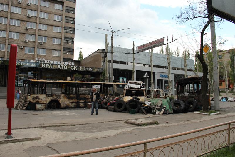 Strada Vasilii Stusa(fosta stradă Soțialisticeskaia) din Kramatorsk în timpul ocupației Foto din arhiva personală a lui 